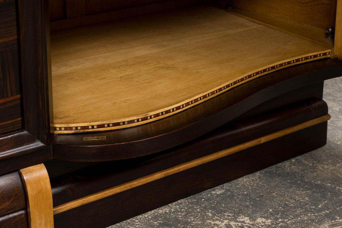 1940s French Art Deco Macassar Sideboard W/ Black Marble Top