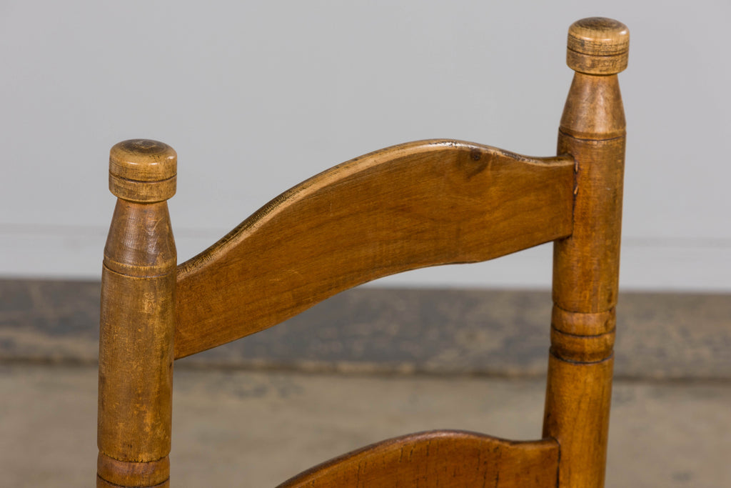 ON HOLD Antique Country French Ladder Back Maple Farmhouse Dining Chairs W/ Rush Seats - Set of 8