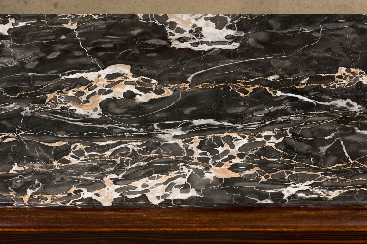 1940s French Art Deco Macassar Sideboard W/ Black Marble Top
