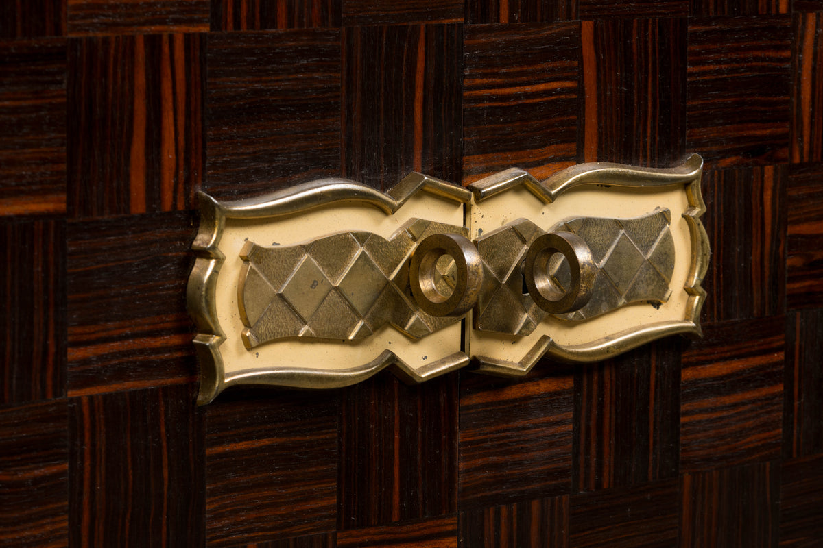 1940s French Art Deco Macassar Sideboard W/ Black Marble Top