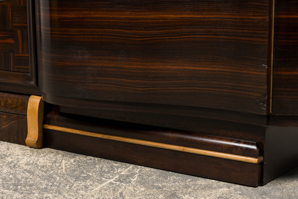 1940s French Art Deco Macassar Sideboard W/ Black Marble Top