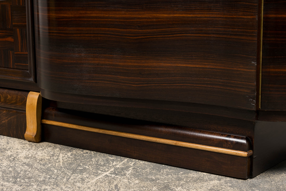 1940s French Art Deco Macassar Sideboard W/ Black Marble Top