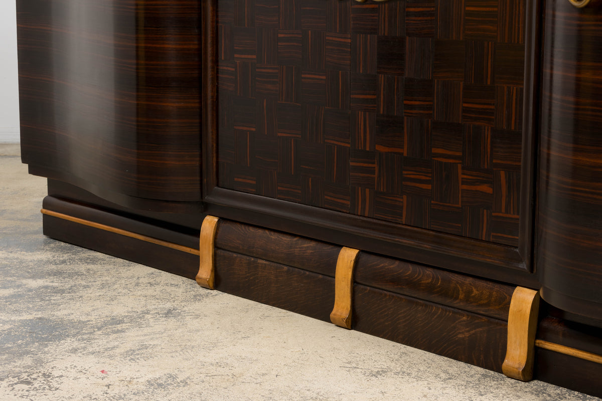 1940s French Art Deco Macassar Sideboard W/ Black Marble Top