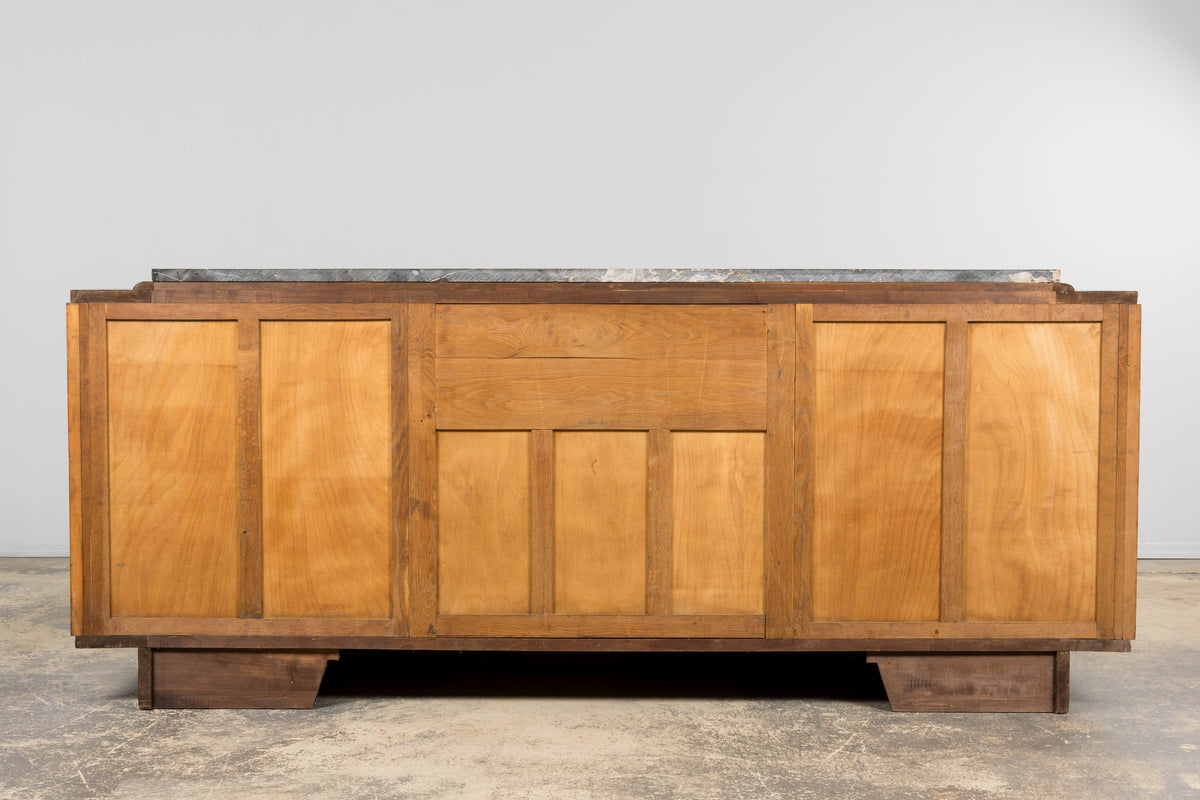 1940s French Art Deco Macassar Sideboard W/ Black Marble Top