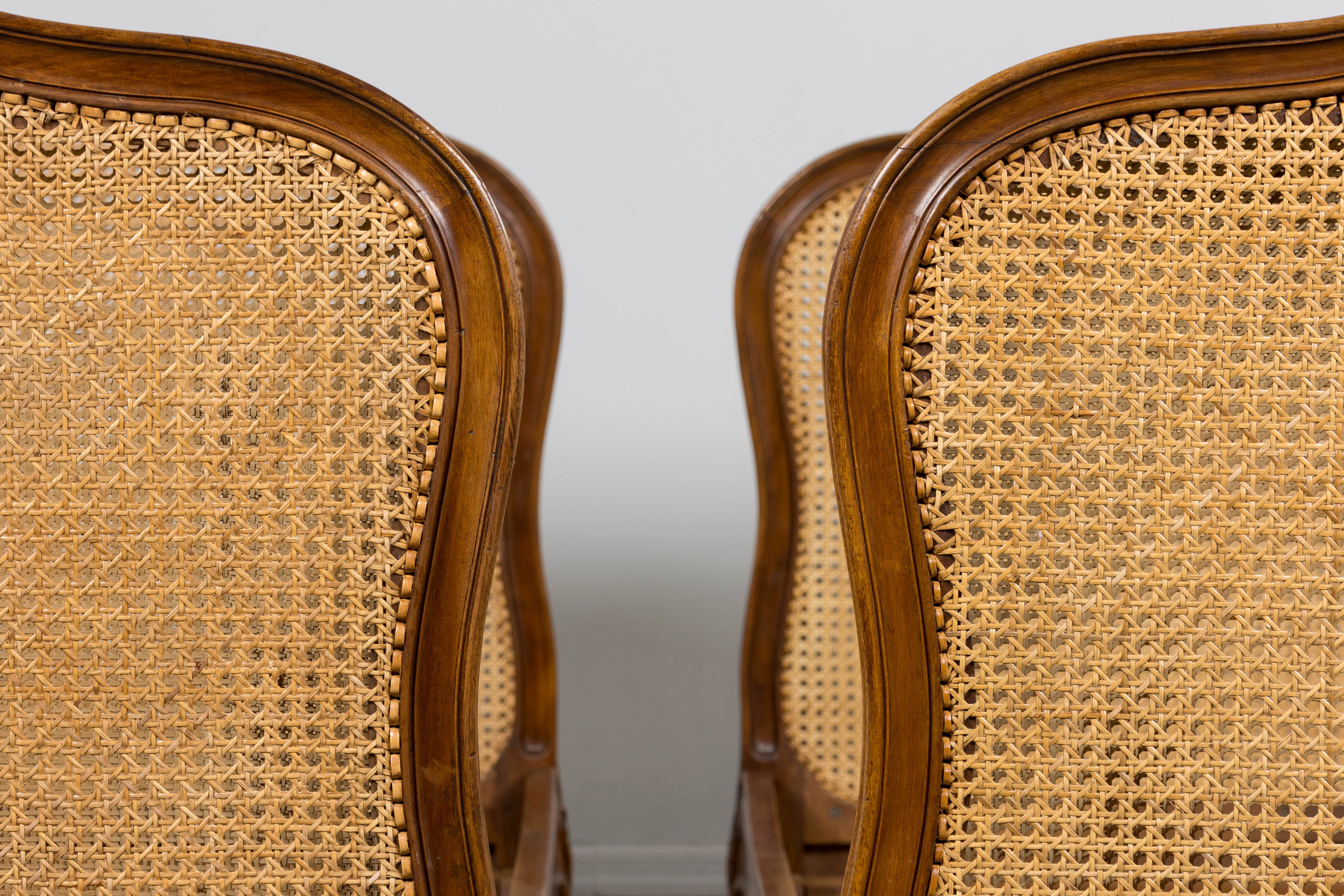 Antique French Louis XV Style Provincial Walnut Twin Size Bed Frames - A Pair