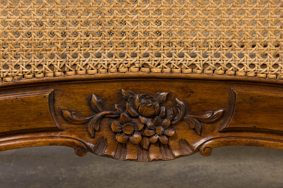 Antique French Louis XV Style Provincial Walnut Twin Size Bed Frames - A Pair