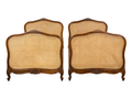 Antique French Louis XV Style Provincial Walnut Twin Size Bed Frames - A Pair
