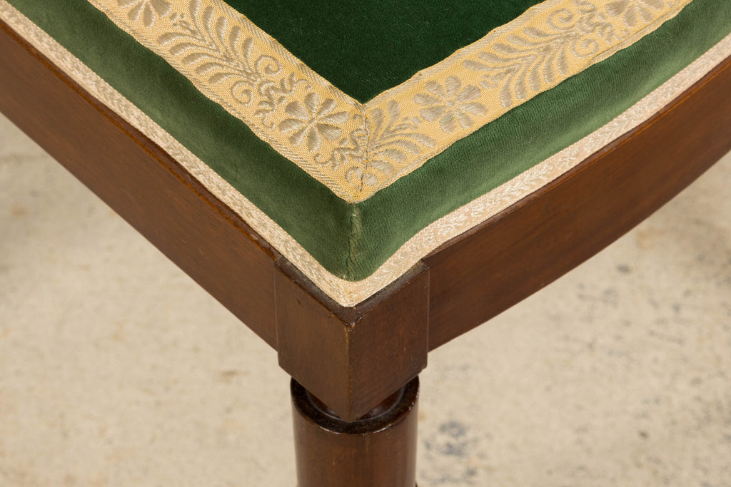 1930s French Art Deco Mahogany Dining Chairs in Olive Green Velvet - Set of 6