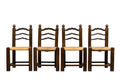 Antique French Provincial Oak Ladder Back Dining Chairs - Set of 4