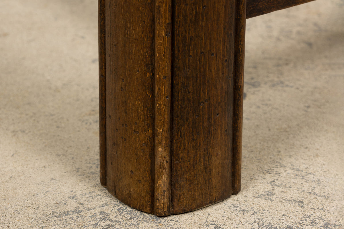 Antique French Provincial Oak Ladder Back Dining Chairs - Set of 4