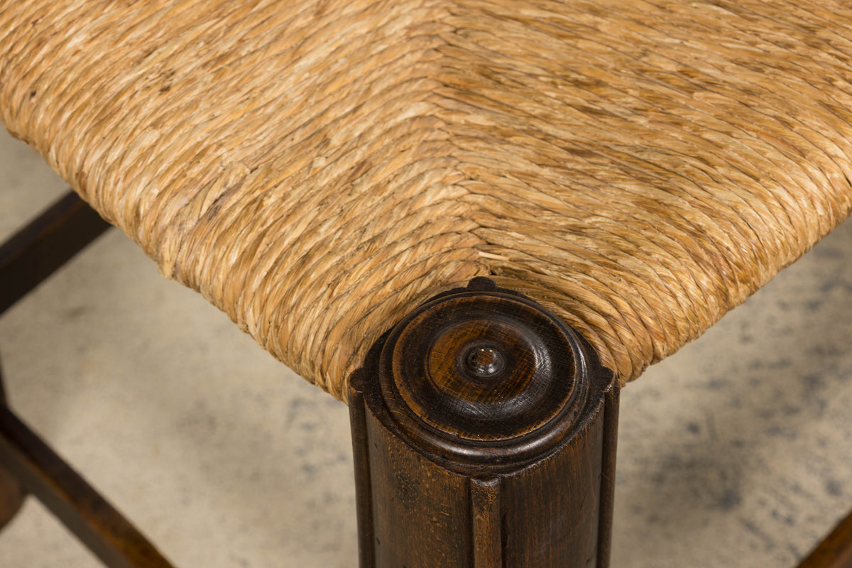 Antique French Provincial Oak Ladder Back Dining Chairs - Set of 4