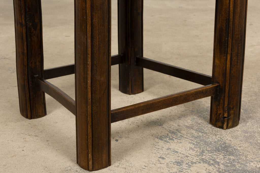 Antique French Provincial Oak Ladder Back Dining Chairs - Set of 4