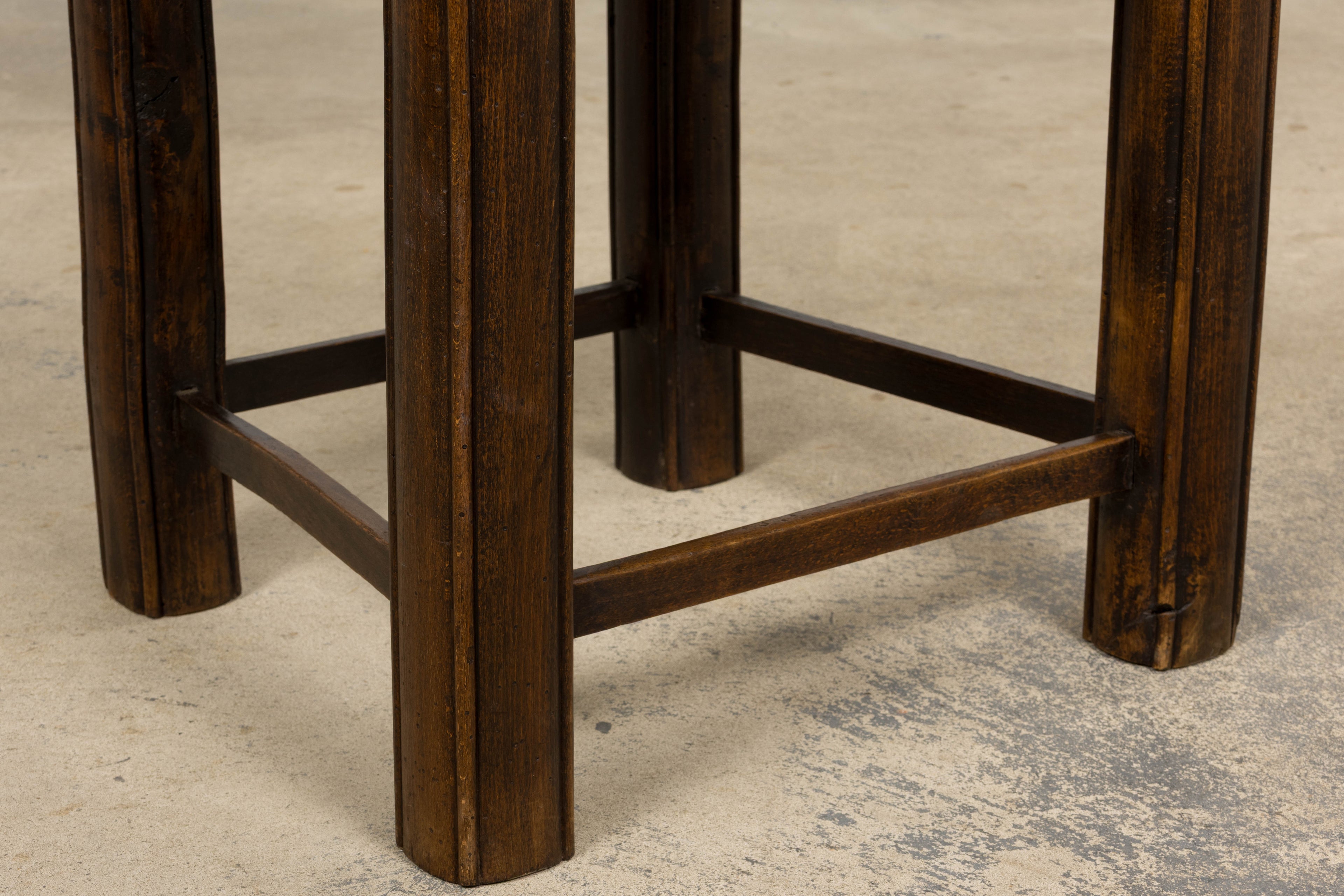 Antique French Provincial Oak Ladder Back Dining Chairs - Set of 4