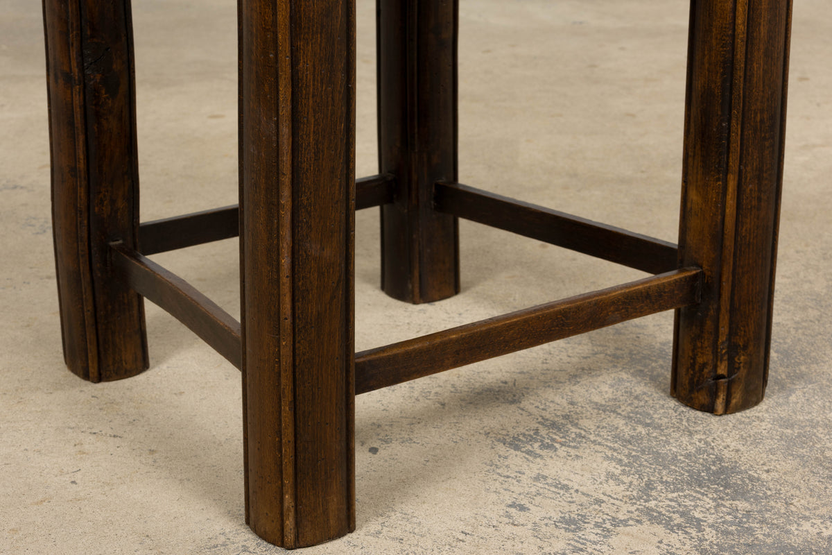 Antique French Provincial Oak Ladder Back Dining Chairs - Set of 4