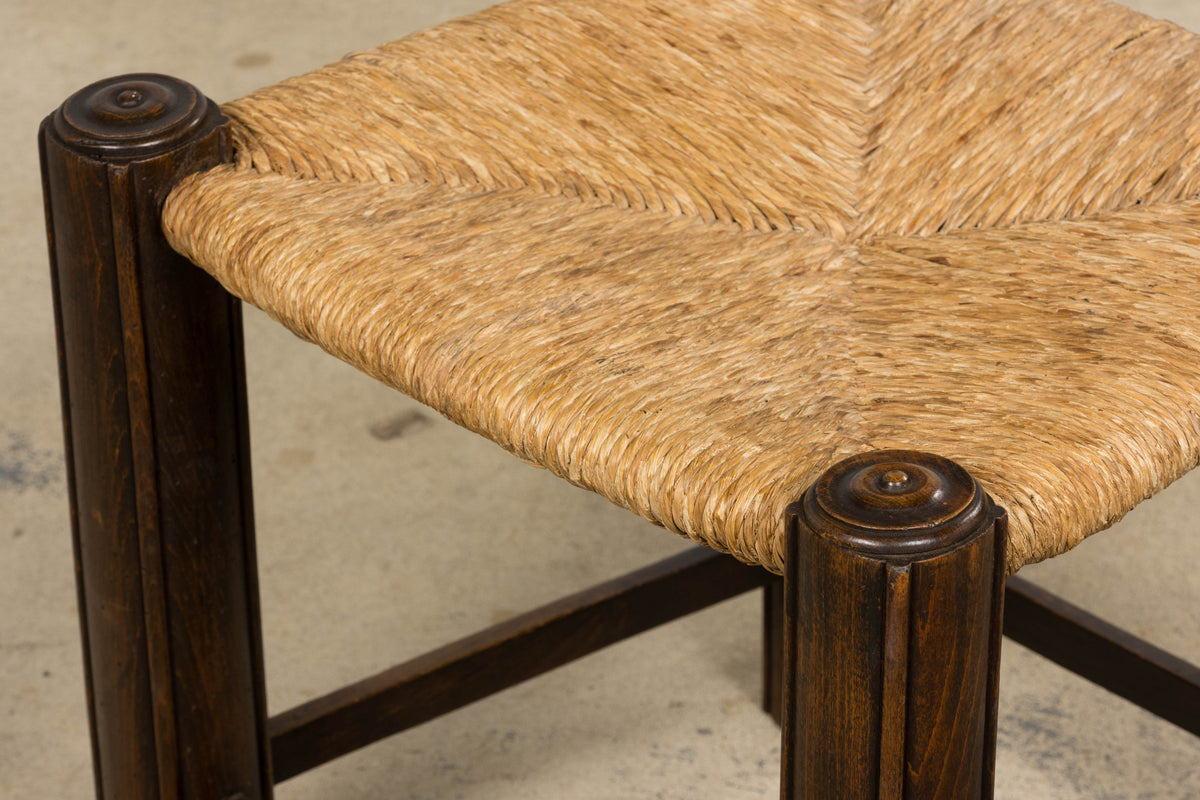 Antique French Provincial Oak Ladder Back Dining Chairs - Set of 4