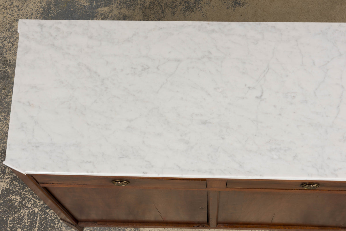 Early 19th Century French Empire Mahogany Sideboard W/ Carrara Marble