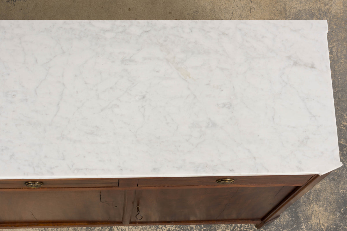 Early 19th Century French Empire Mahogany Sideboard W/ Carrara Marble