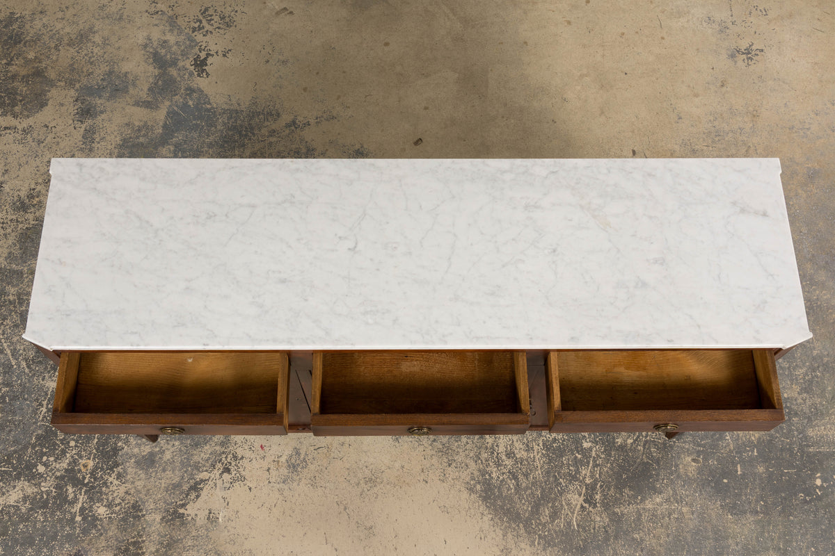 Early 19th Century French Empire Mahogany Sideboard W/ Carrara Marble