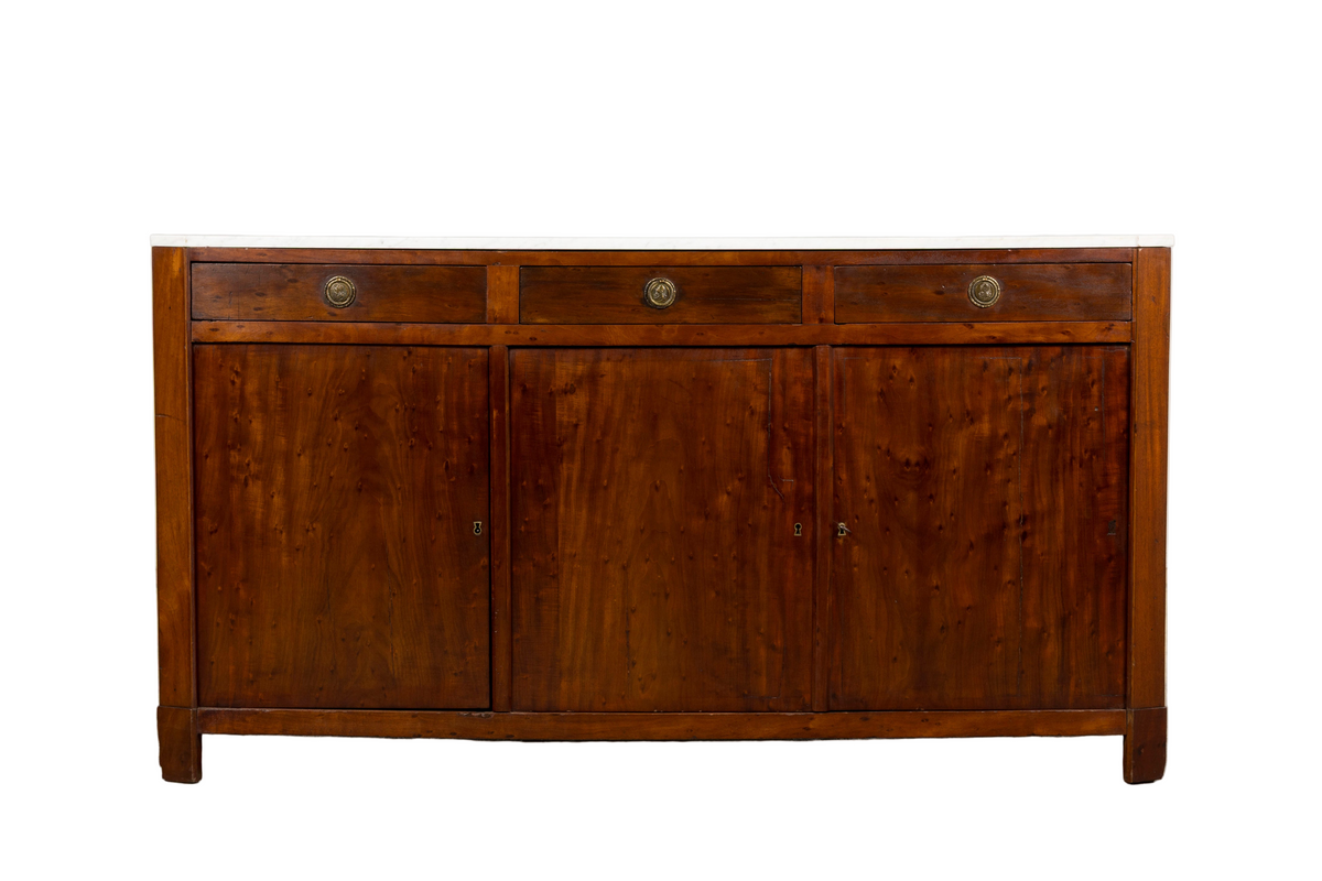 Early 19th Century French Empire Mahogany Sideboard W/ Carrara Marble