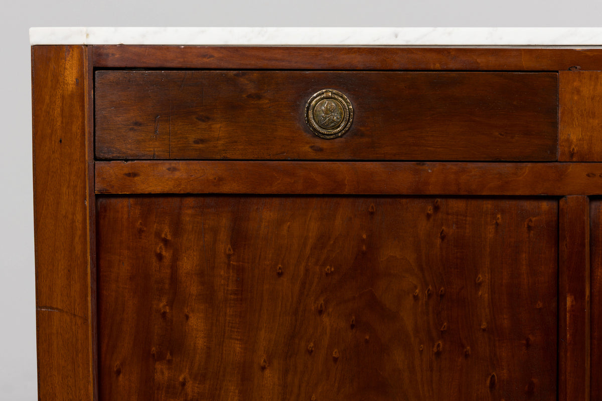 Early 19th Century French Empire Mahogany Sideboard W/ Carrara Marble