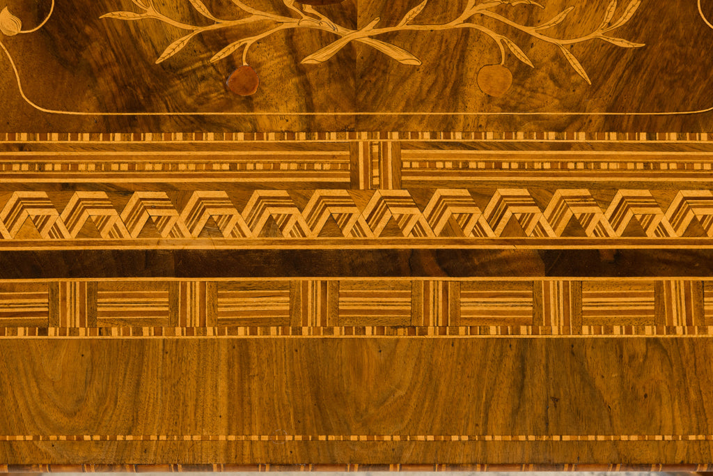 19th Century Italian Napoleon III Style Inlay Walnut Sorrento Pedestal Table