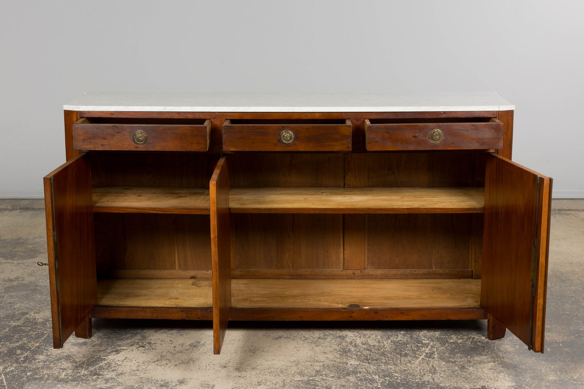 Early 19th Century French Empire Mahogany Sideboard W/ Carrara Marble