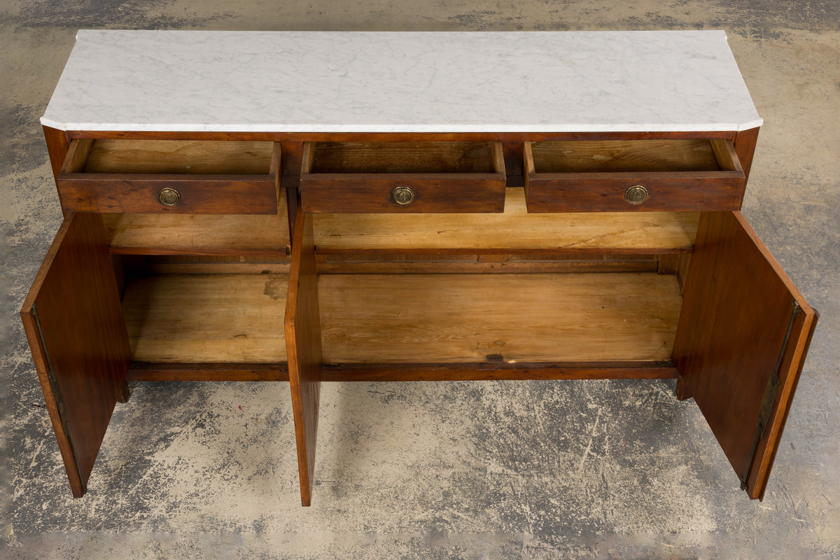Early 19th Century French Empire Mahogany Sideboard W/ Carrara Marble