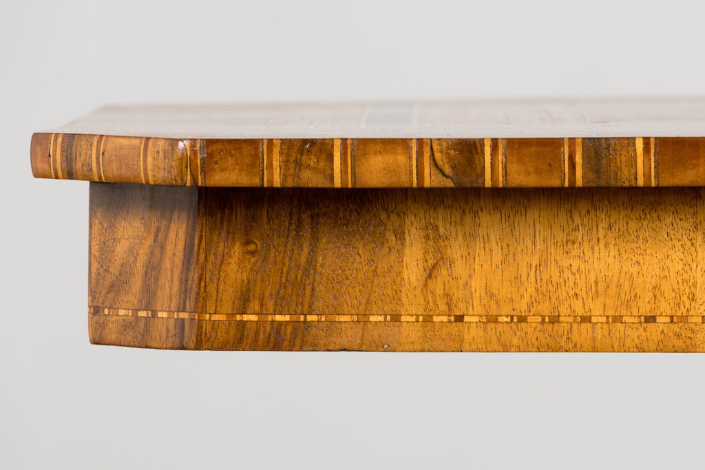 19th Century Italian Napoleon III Style Inlay Walnut Sorrento Pedestal Table