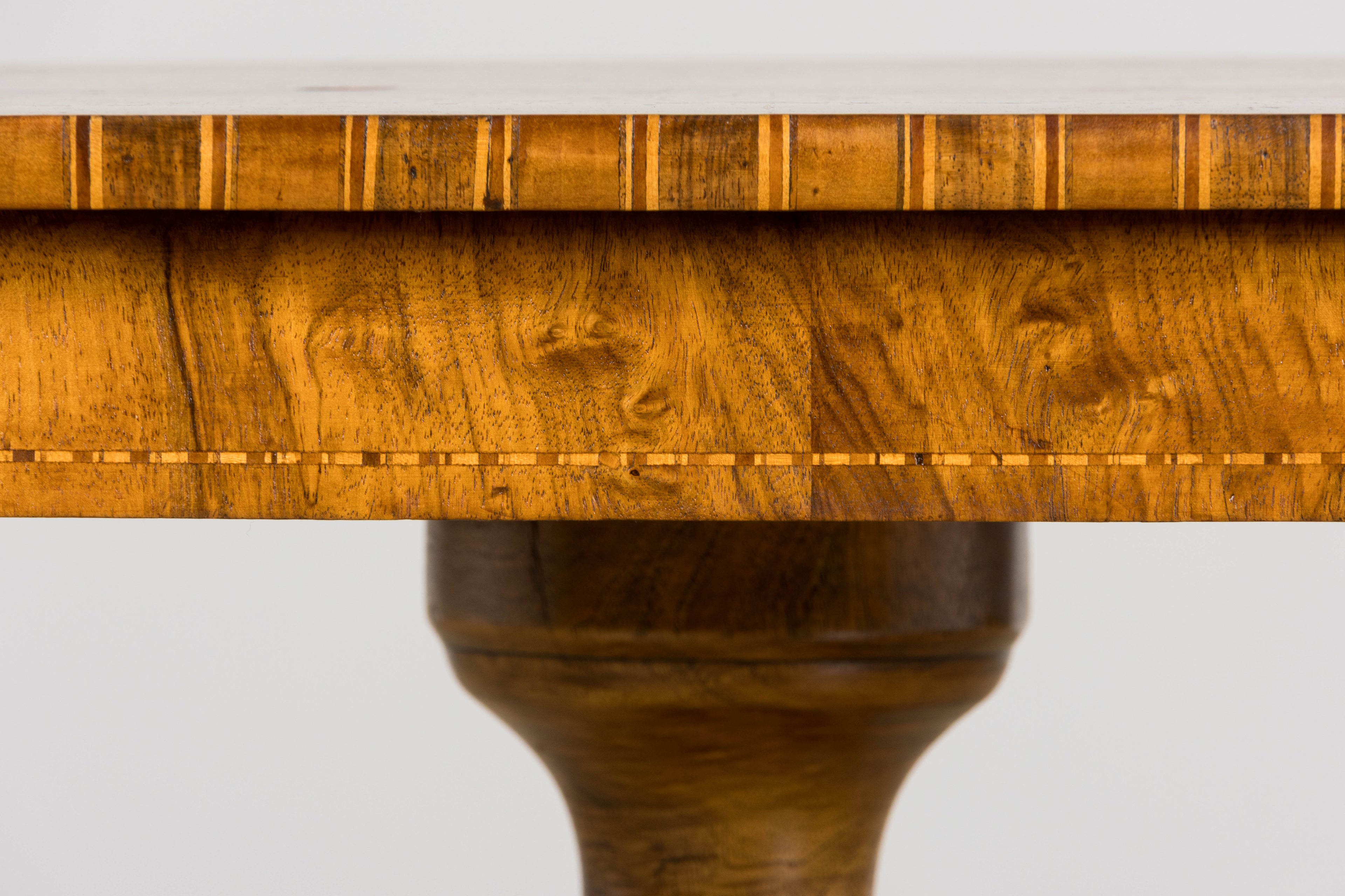 19th Century Italian Napoleon III Style Inlay Walnut Sorrento Pedestal Table