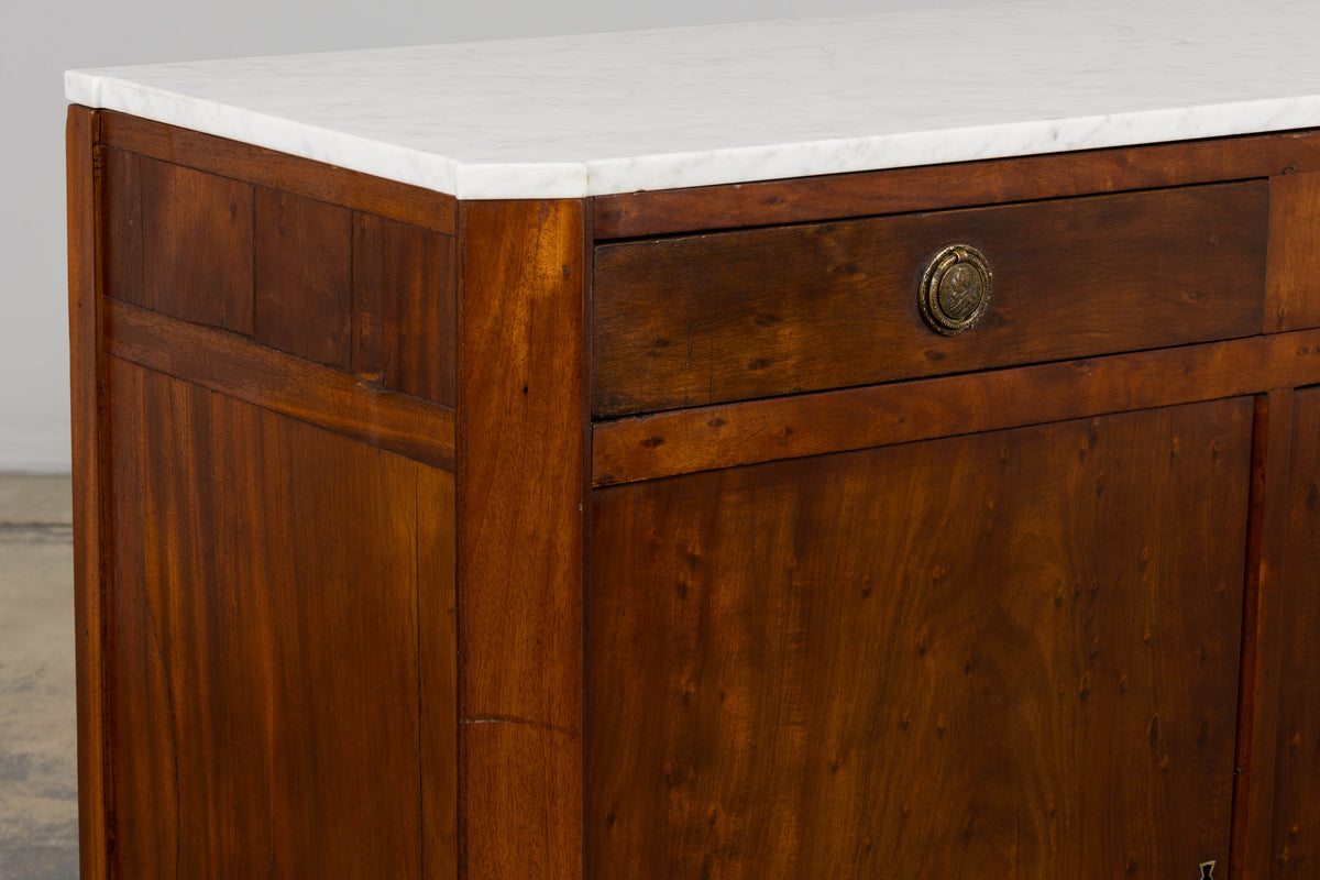 Early 19th Century French Empire Mahogany Sideboard W/ Carrara Marble