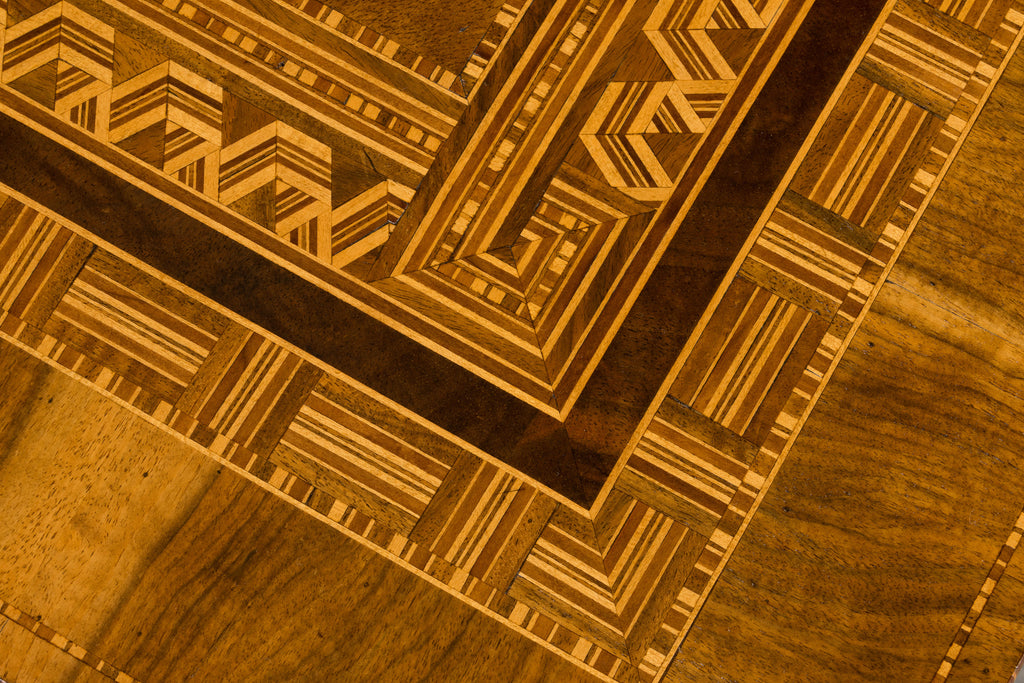 19th Century Italian Napoleon III Style Inlay Walnut Sorrento Pedestal Table