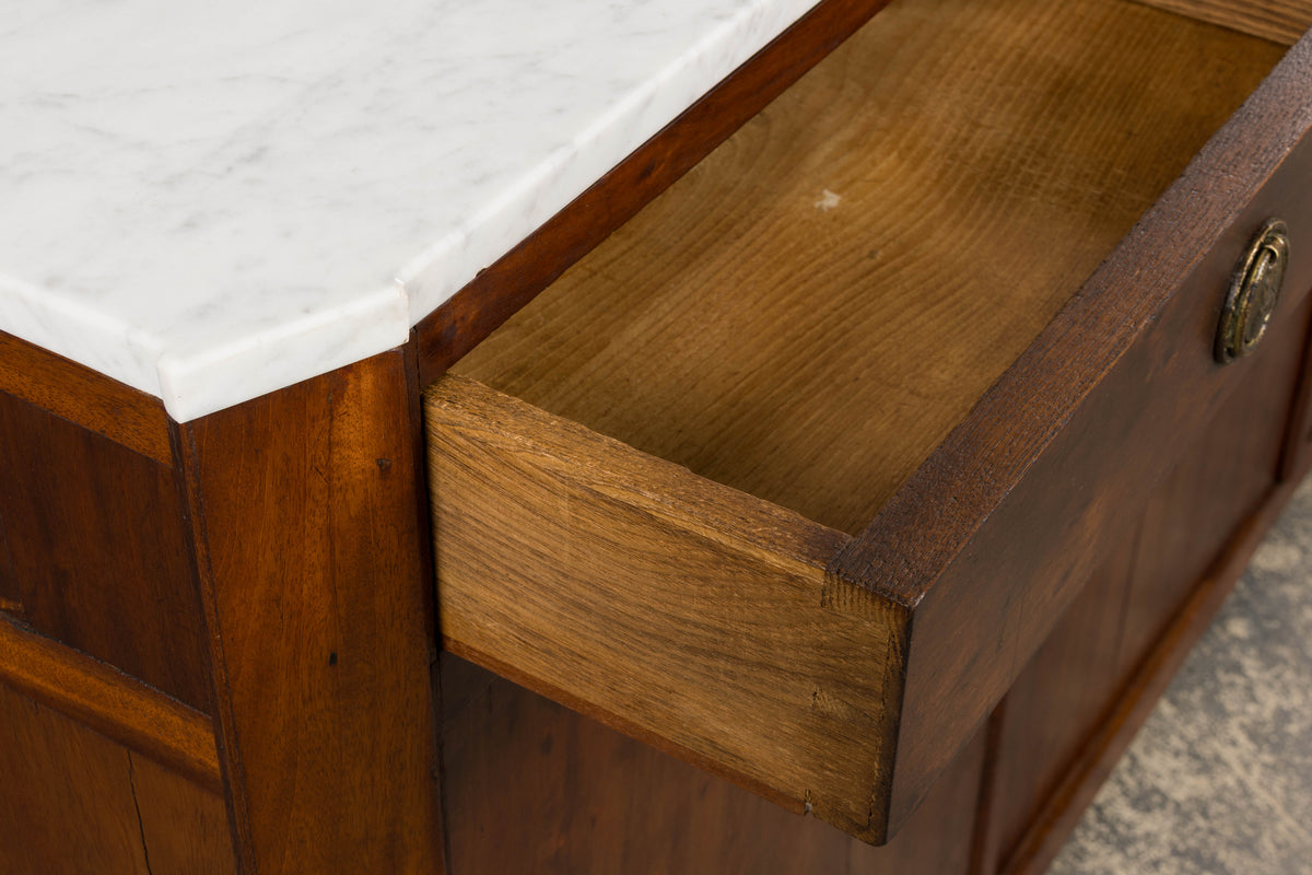 Early 19th Century French Empire Mahogany Sideboard W/ Carrara Marble