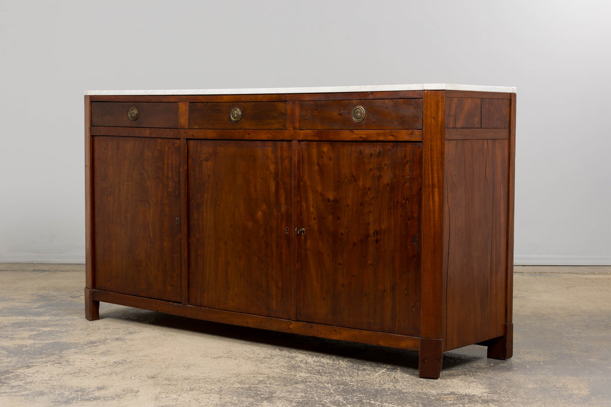 Early 19th Century French Empire Mahogany Sideboard W/ Carrara Marble
