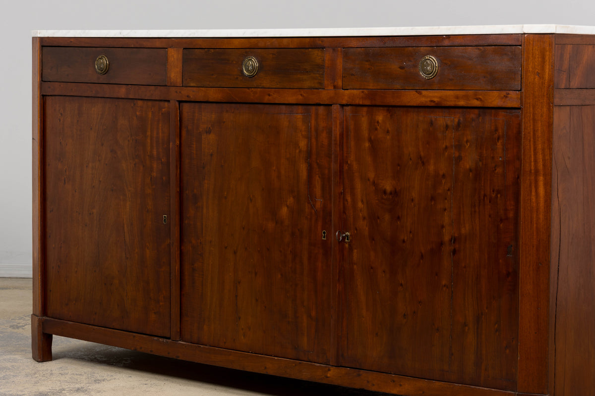 Early 19th Century French Empire Mahogany Sideboard W/ Carrara Marble
