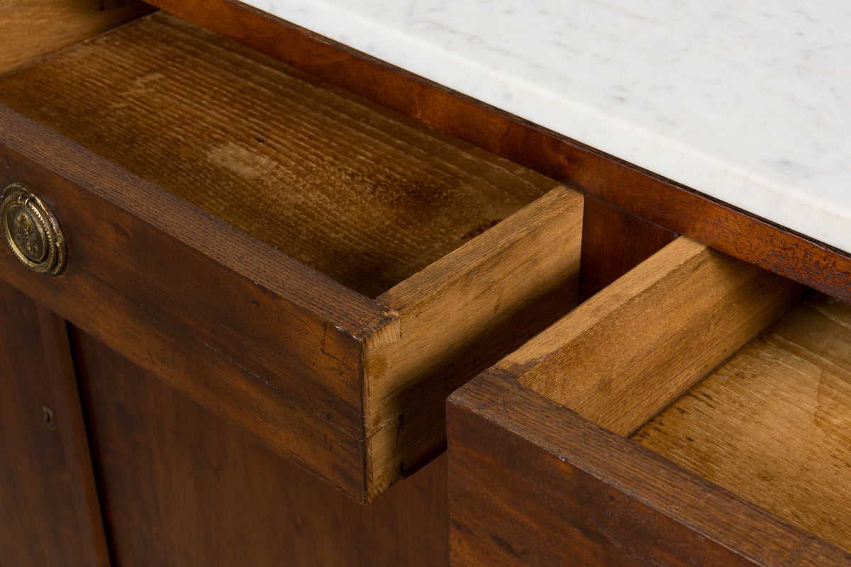 Early 19th Century French Empire Mahogany Sideboard W/ Carrara Marble