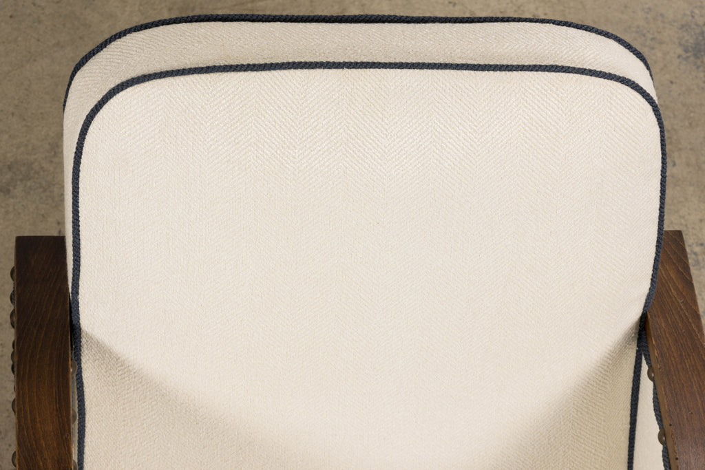 ON HOLD 1930s French Art Deco Maple Club Chairs in Cotton White- A Pair