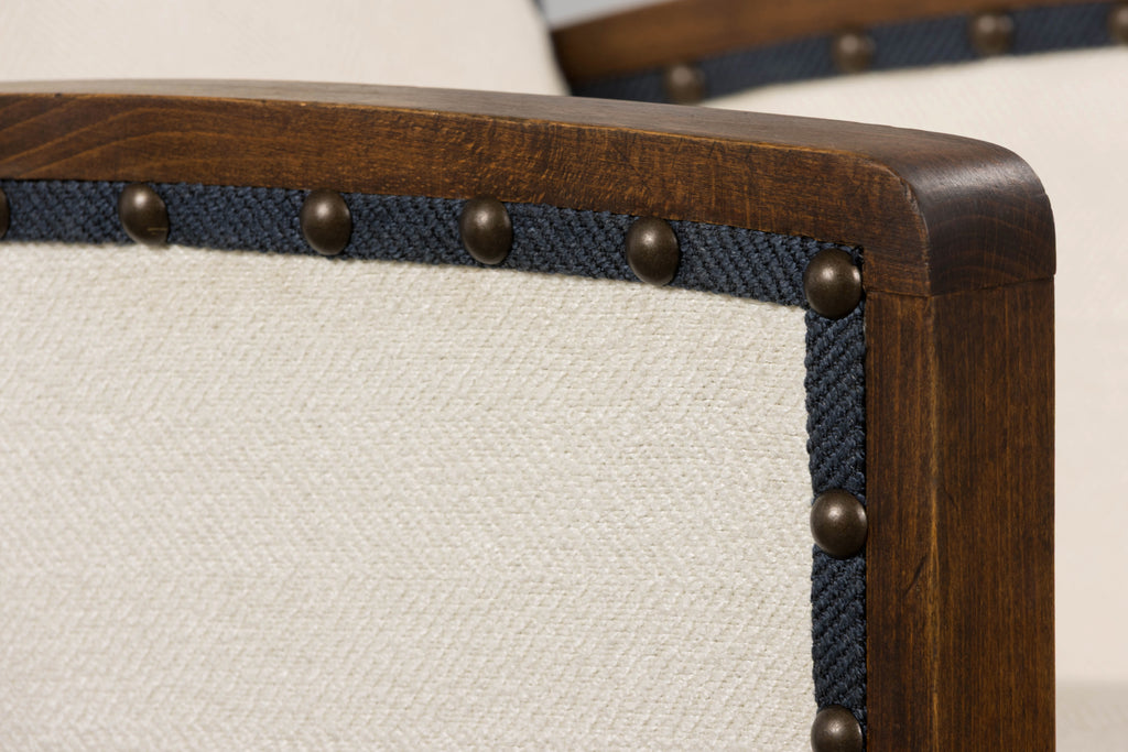 ON HOLD 1930s French Art Deco Maple Club Chairs in Cotton White- A Pair
