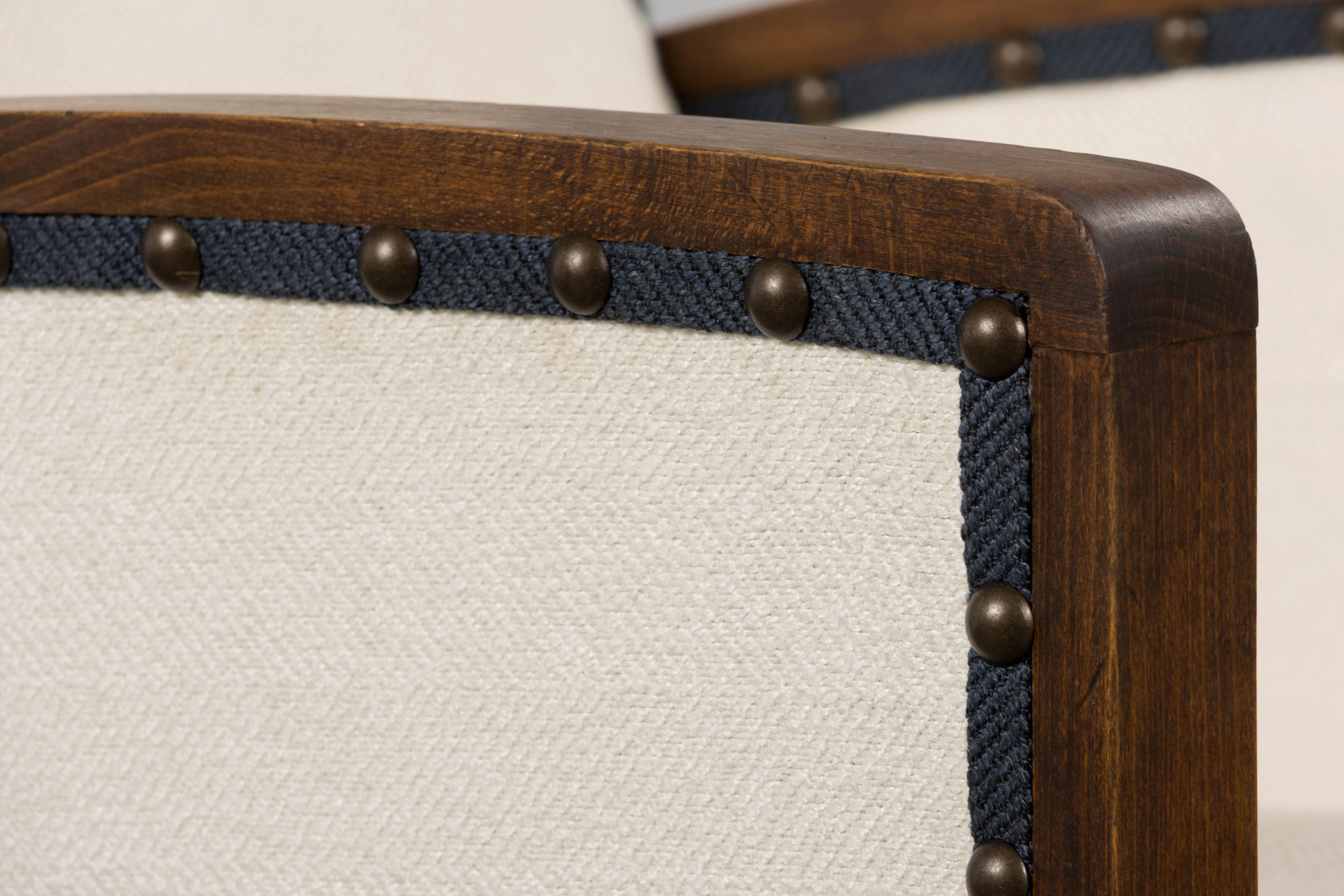 ON HOLD 1930s French Art Deco Maple Club Chairs in Cotton White- A Pair