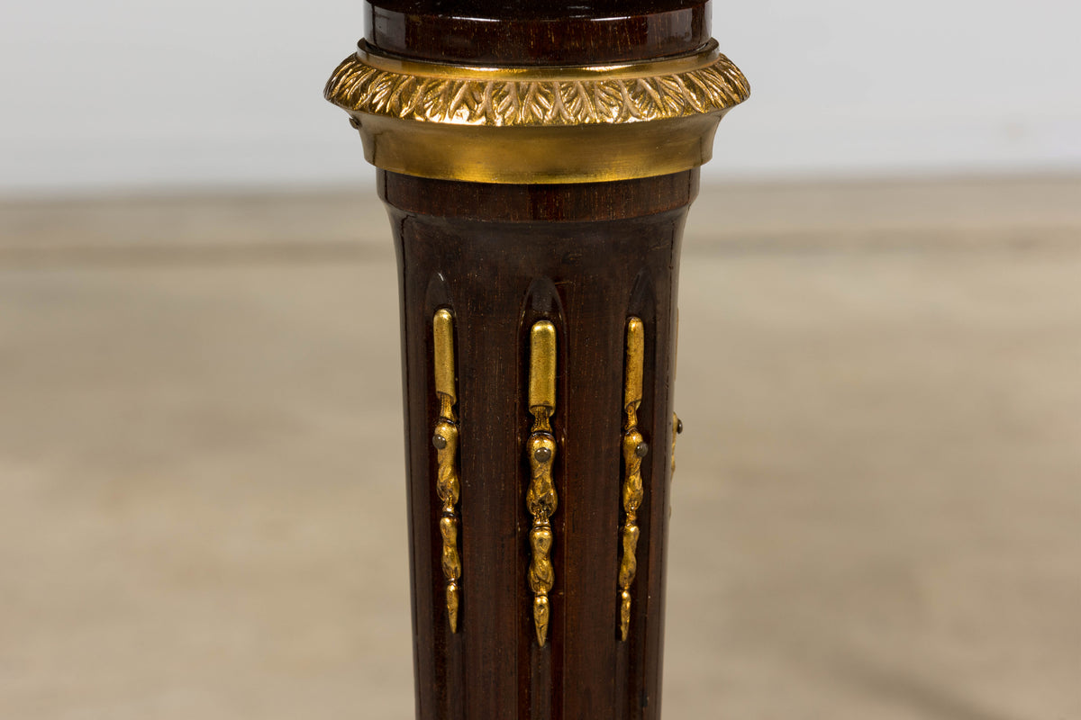 Antique French Louis XVI Style Rosewood Dining Table with Floral Inlay