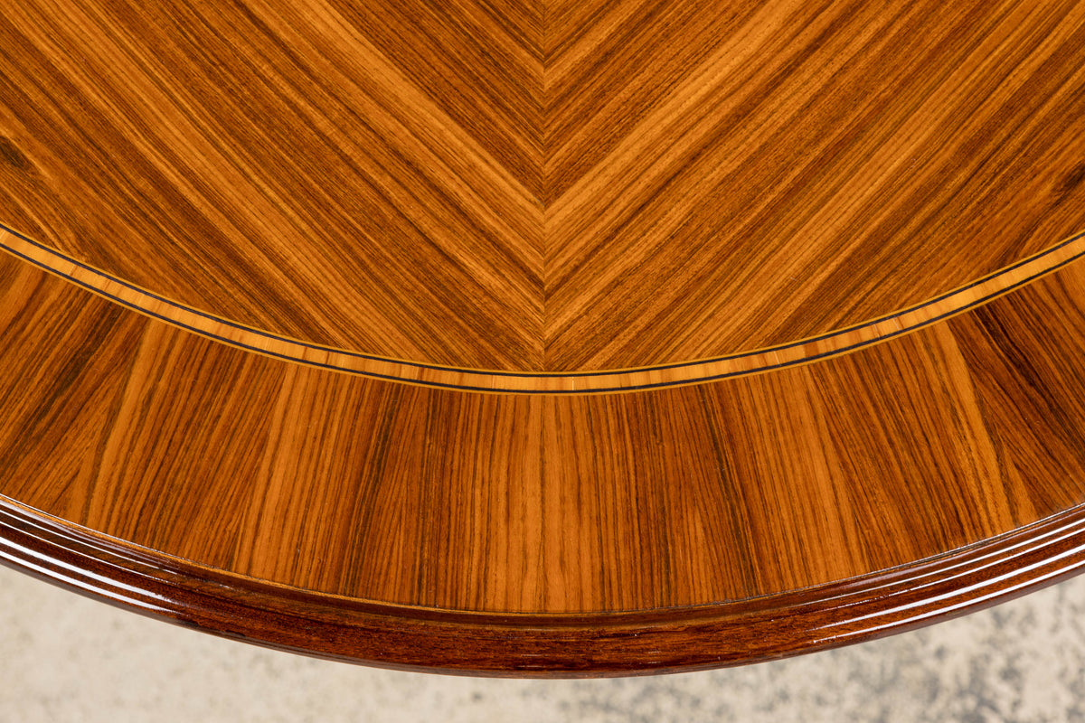 Antique French Louis XVI Style Rosewood Dining Table with Floral Inlay