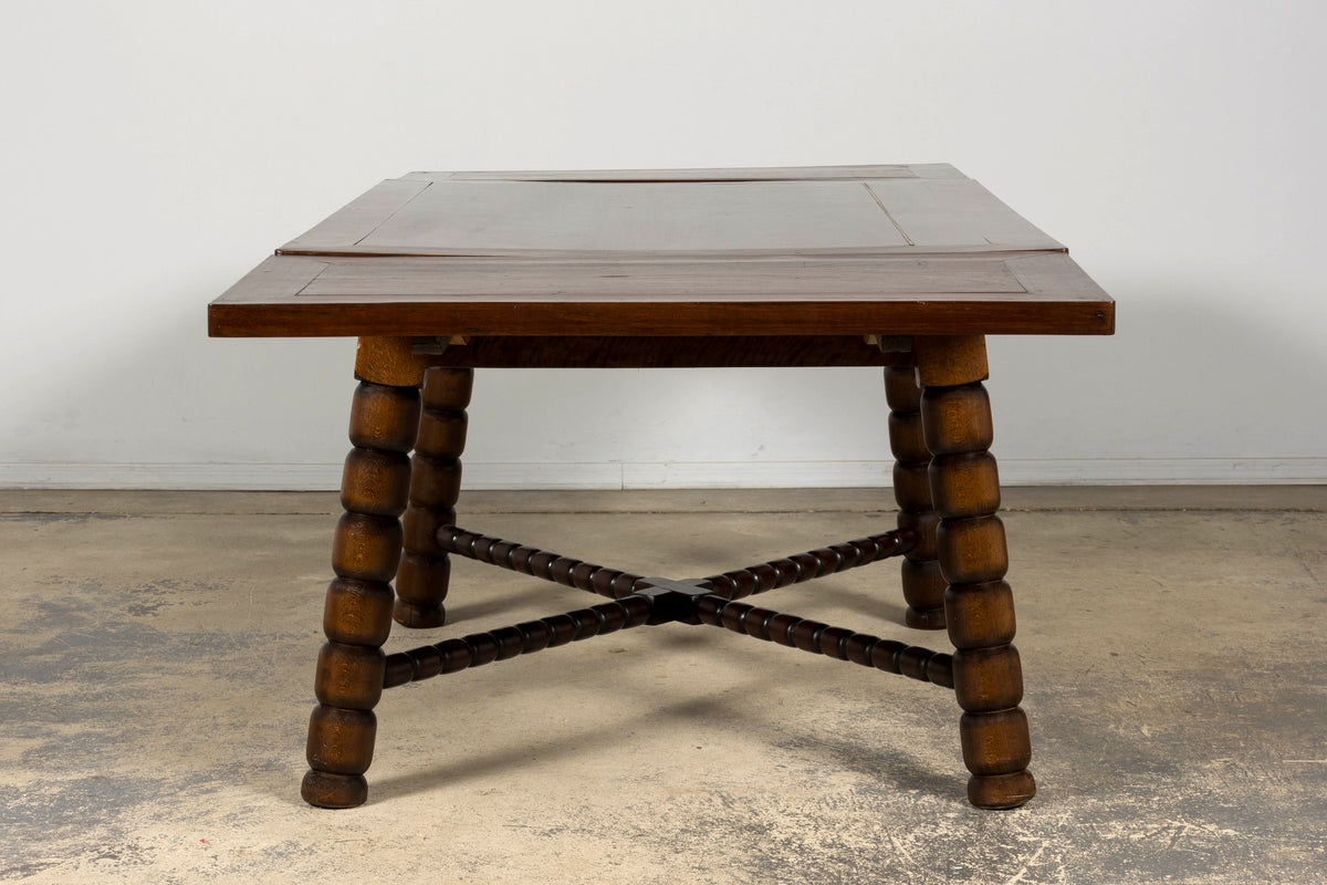 Late 19th Century English Jacobean Style Walnut Extendable Dining Table
