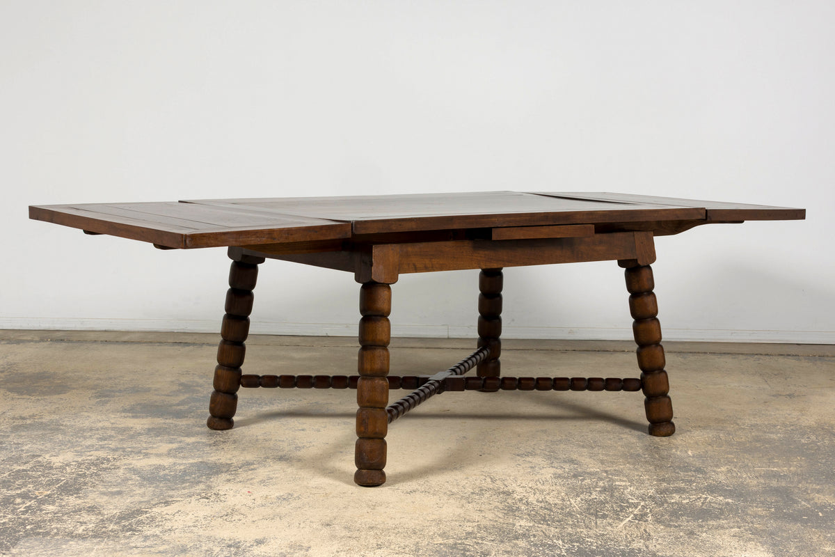 Late 19th Century English Jacobean Style Walnut Extendable Dining Table