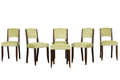 1930s French Art Deco Oak Dining Chairs in Laurel Green Velvet - Set of 6