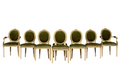 ON HOLD Antique French Louis XVI Style Dining Chairs in Olive Green Velvet - Set of 8