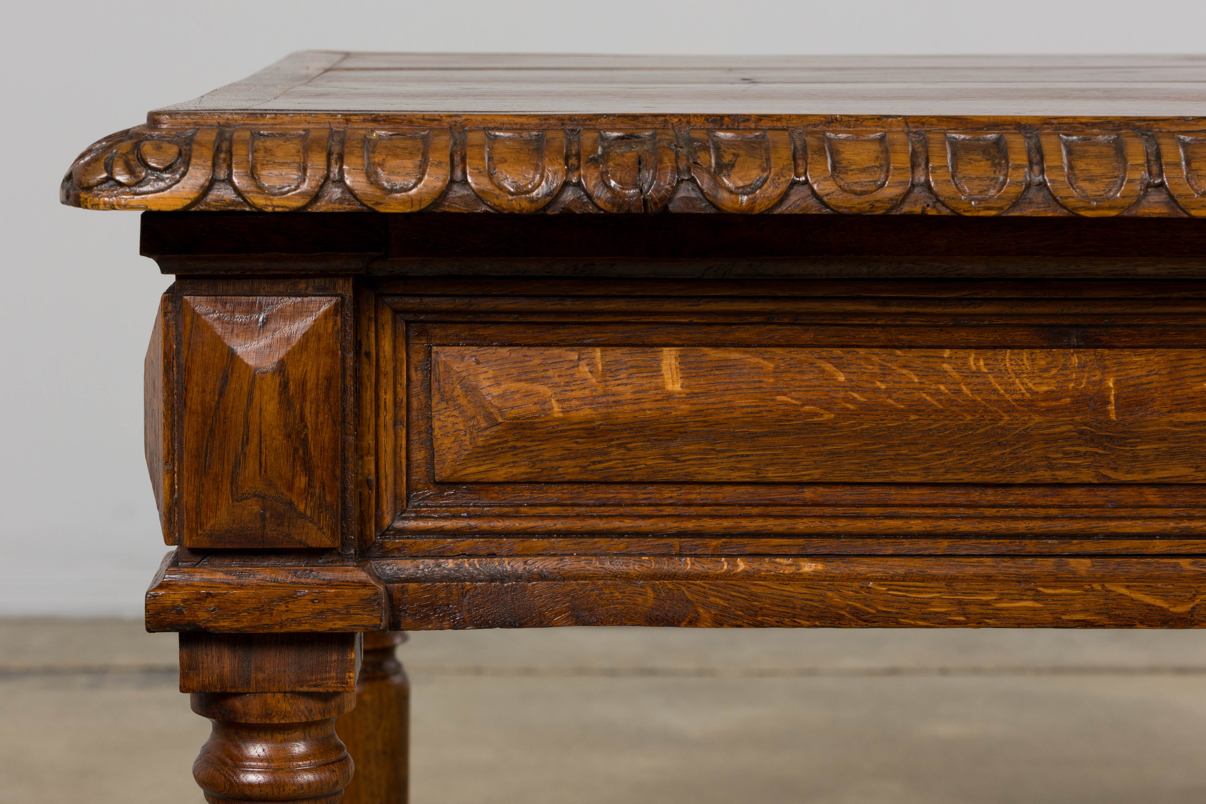 Late 19th Century French Louis XIII Style Oak Writing Table