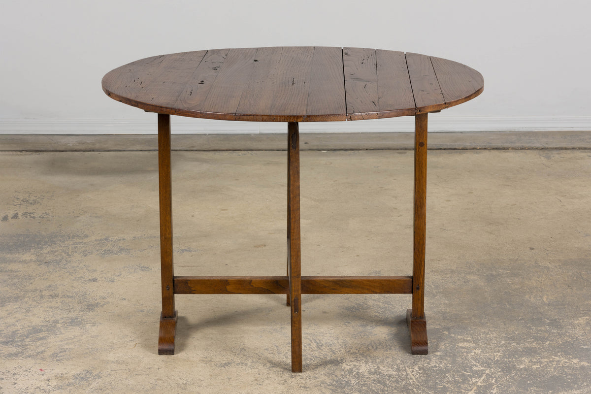 Antique Country French Farmhouse Oval Oak Vendange Wine Tasting Table