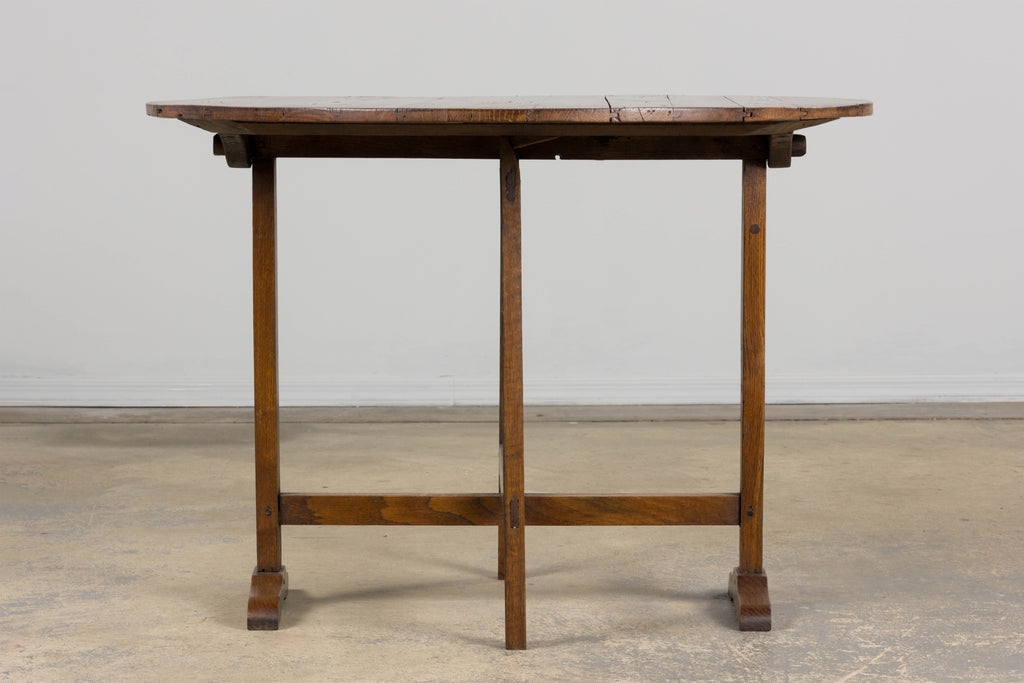 ON HOLD Antique Country French Farmhouse Oval Oak Vendange Wine Tasting Table