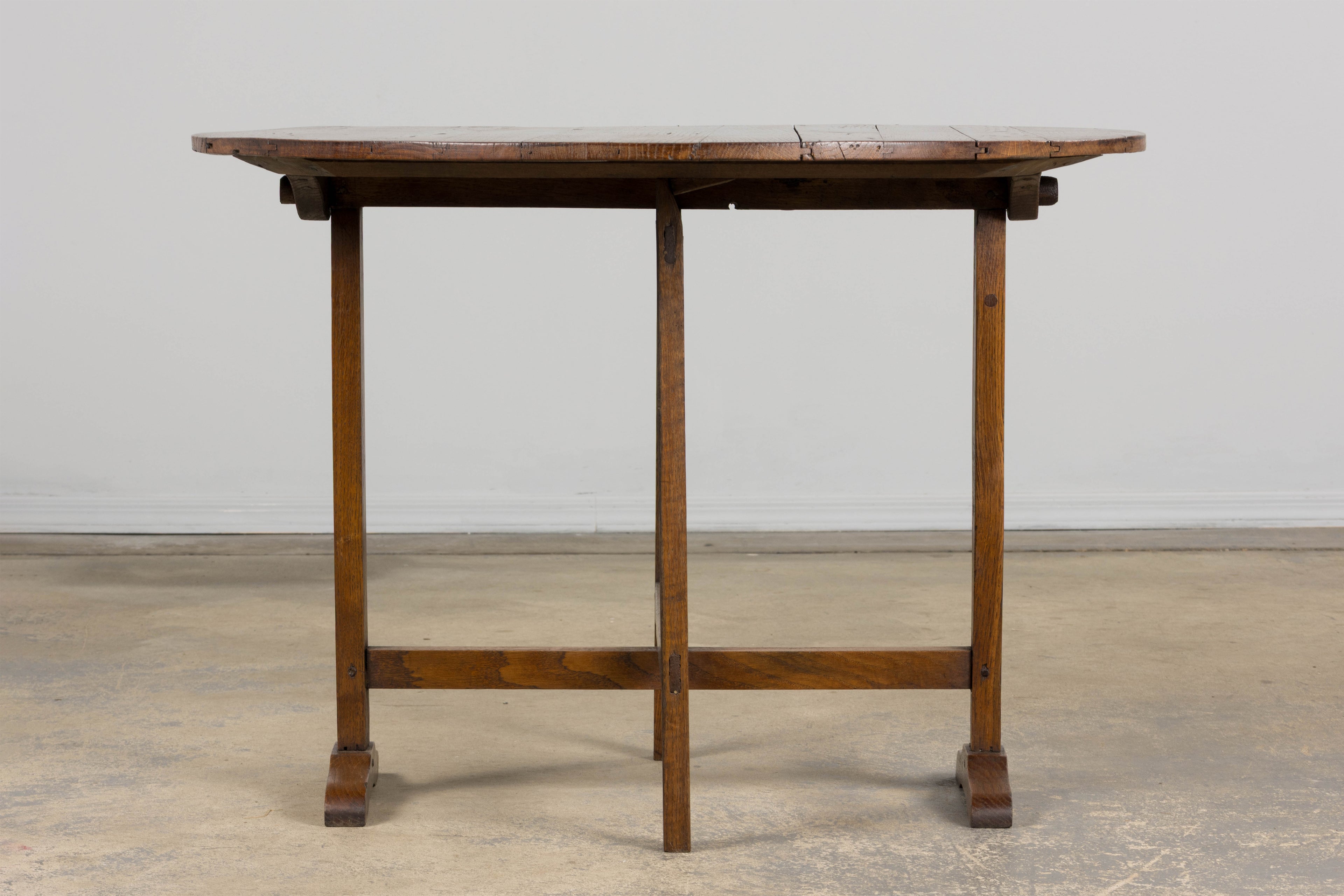 ON HOLD Antique Country French Farmhouse Oval Oak Vendange Wine Tasting Table
