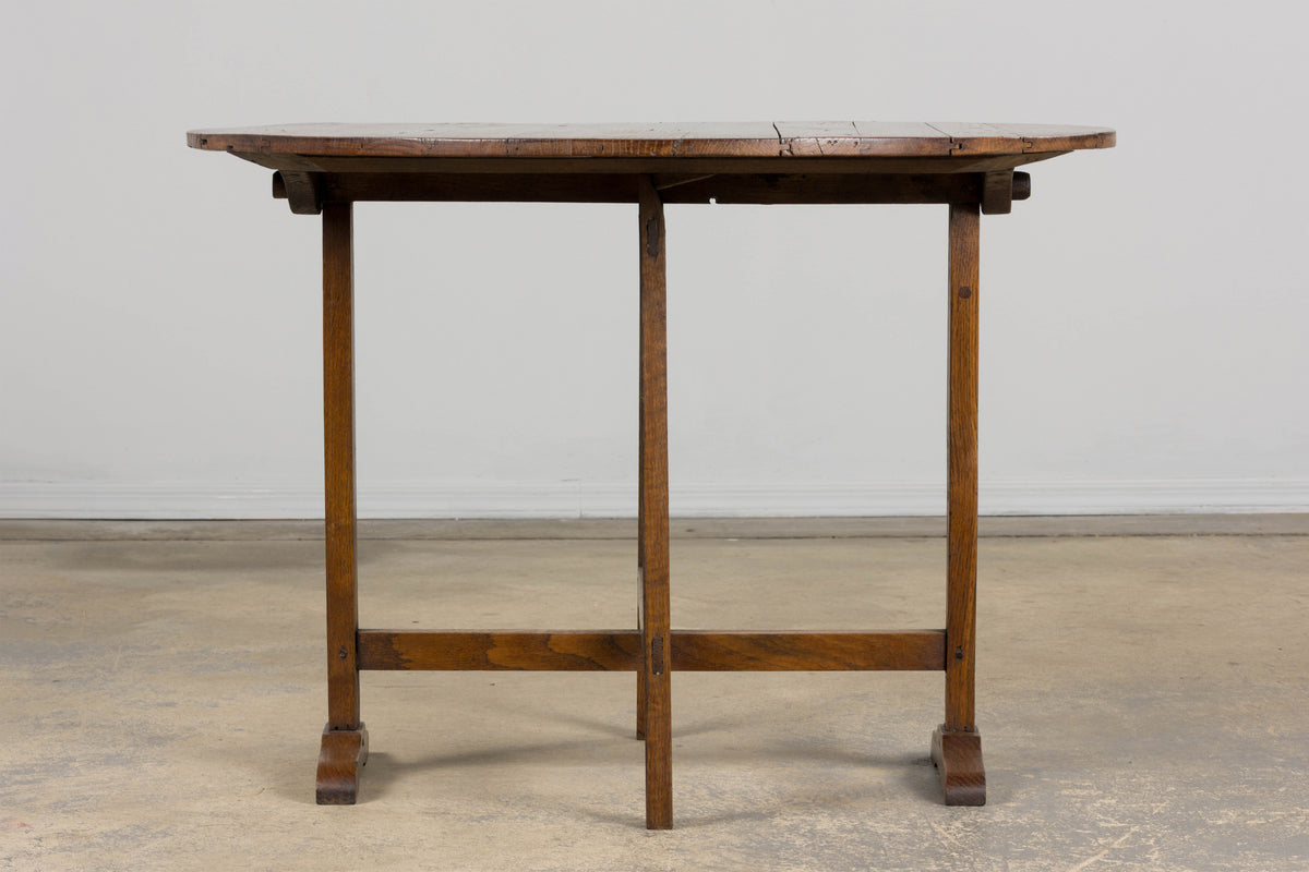 Antique Country French Farmhouse Oval Oak Vendange Wine Tasting Table