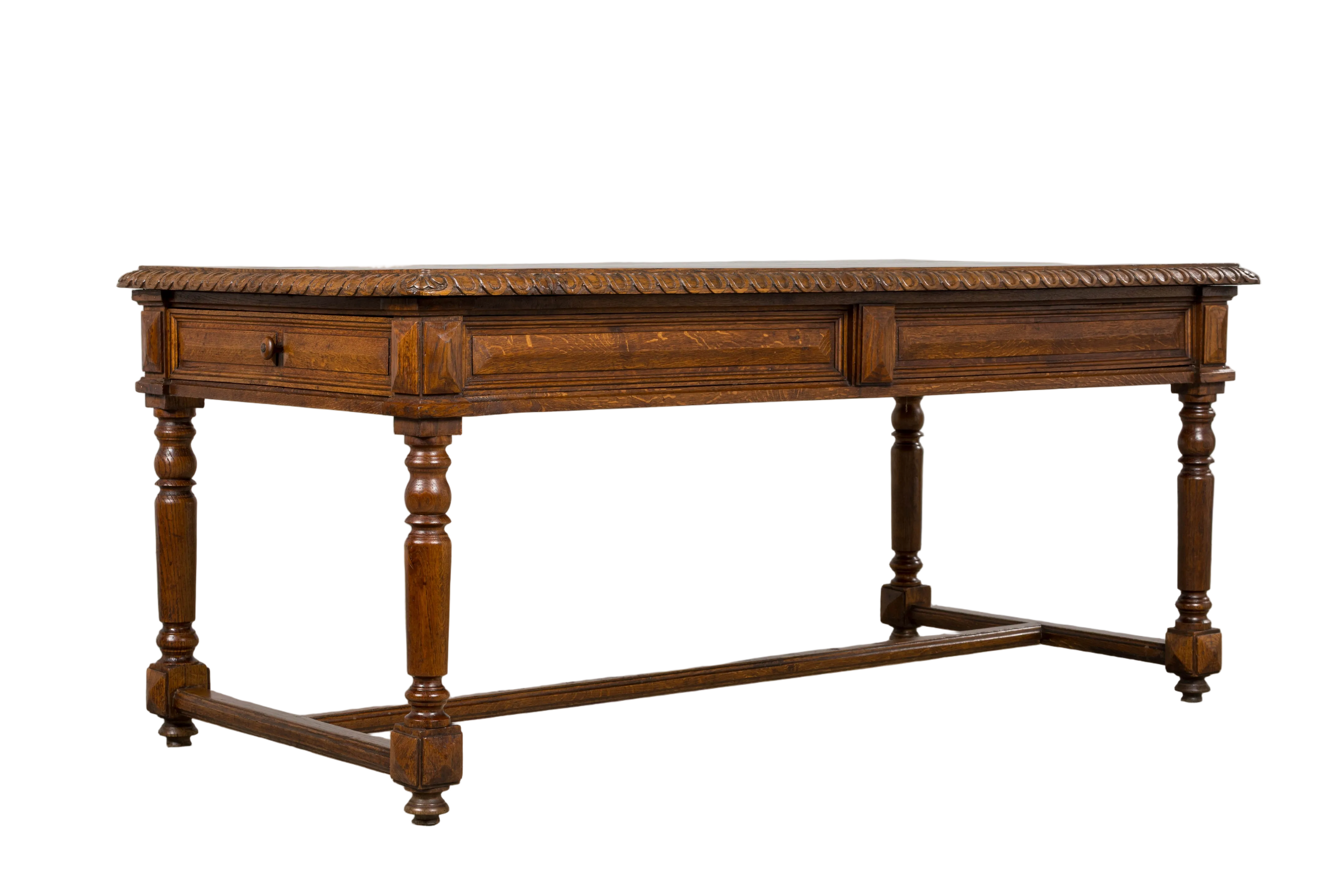 Late 19th Century French Louis XIII Style Oak Writing Table